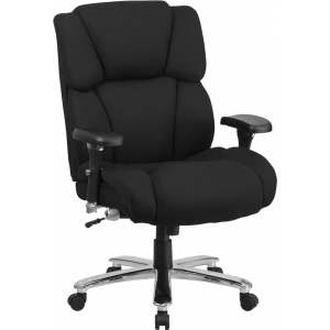 Wholesale HERCULES Series 24/7 Intensive Use Big & Tall 400 lb. Rated Black Fabric Executive Ergonomic Office Chair with Lumbar Knob