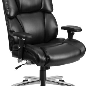 Wholesale HERCULES Series 24/7 Intensive Use Big & Tall 400 lb. Rated Black Leather Executive Lumbar Ergonomic Office Chair