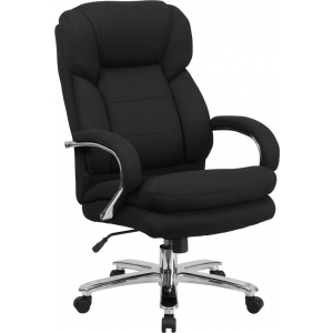 Wholesale HERCULES Series 24/7 Intensive Use Big & Tall 500 lb. Rated Black Fabric Executive Ergonomic Office Chair with Loop Arms
