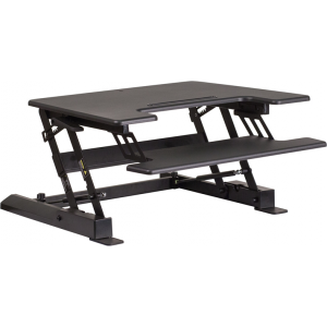 Wholesale HERCULES Series 28.25''W Black Sit / Stand Height Adjustable Ergonomic Desk with Height Lock Feature and Keyboard Tray