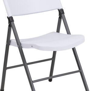 Wholesale HERCULES Series 330 lb. Capacity Granite White Plastic Folding Chair with Charcoal Frame
