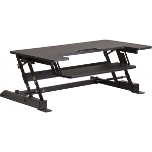 Wholesale HERCULES Series 36.25''W Black Sit / Stand Height Adjustable Ergonomic Desk with Height Lock Feature and Keyboard Tray