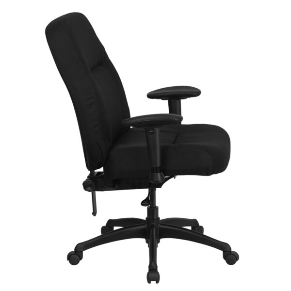 Lowest Price HERCULES Series 400 lb. Rated High Back Big & Tall Black Fabric Executive Ergonomic Office Chair with Adjustable Arms