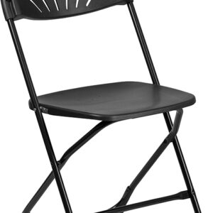 Wholesale HERCULES Series 650 lb. Capacity Black Plastic Fan Back Folding Chair