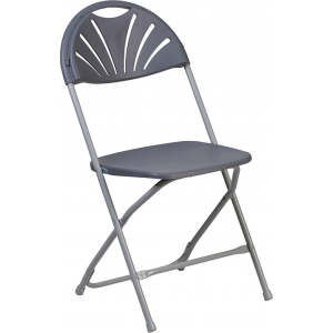 Wholesale HERCULES Series 650 lb. Capacity Charcoal Plastic Fan Back Folding Chair