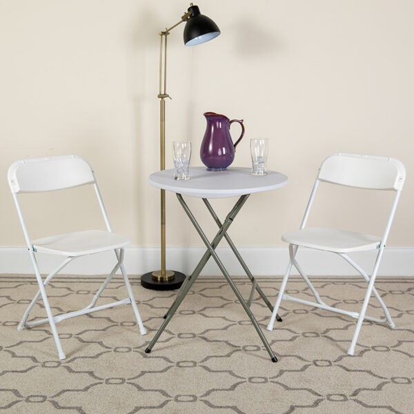 Lowest Price HERCULES Series 650 lb. Capacity Premium White Plastic Folding Chair
