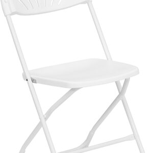 Wholesale HERCULES Series 650 lb. Capacity White Plastic Fan Back Folding Chair