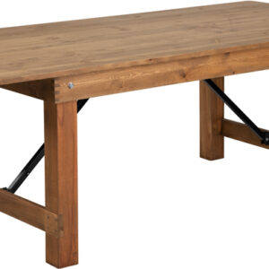 Wholesale HERCULES Series 7' x 40" Rectangular Antique Rustic Solid Pine Folding Farm Table