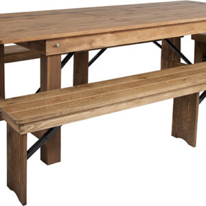 Wholesale HERCULES Series 8' x 40'' Antique Rustic Folding Farm Table and Four Bench Set