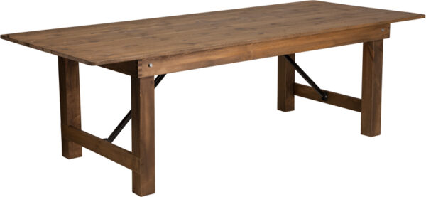 Wholesale HERCULES Series 8' x 40" Rectangular Antique Rustic Solid Pine Folding Farm Table