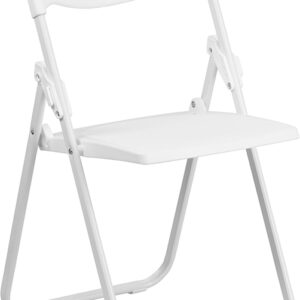 Wholesale HERCULES Series 880 lb. Capacity Heavy Duty White Plastic Folding Chair with Built-in Ganging Brackets
