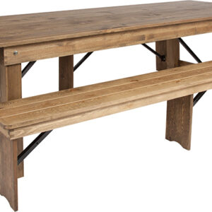 Wholesale HERCULES Series 9' x 40'' Antique Rustic Folding Farm Table and Two Bench Set