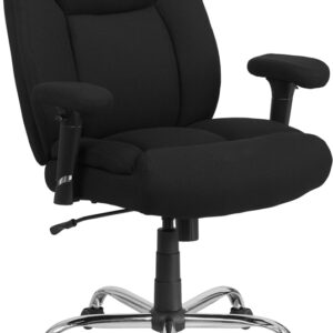 Wholesale HERCULES Series Big & Tall 400 lb. Rated Black Fabric Deep Tufted Swivel Ergonomic Task Office Chair with Adjustable Arms