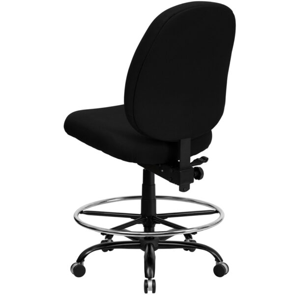 Contemporary Big & Tall Draft Stool Black Fabric 400LB Draft Chair