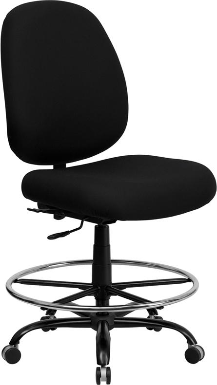 Wholesale HERCULES Series Big & Tall 400 lb. Rated Black Fabric Ergonomic Drafting Chair with Adjustable Back Height