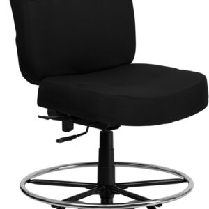 Wholesale HERCULES Series Big & Tall 400 lb. Rated Black Fabric Ergonomic Drafting Chair with Rectangular Back