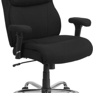 Wholesale HERCULES Series Big & Tall 400 lb. Rated Black Fabric Ergonomic Task Office Chair with Line Stitching and Adjustable Arms