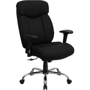 Wholesale HERCULES Series Big & Tall 400 lb. Rated Black Fabric Executive Ergonomic Office Chair with Full Headrest and Arms
