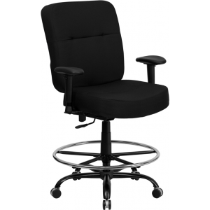 Wholesale HERCULES Series Big & Tall 400 lb. Rated Black Fabric Rectangular Back Ergonomic Draft Chair with Adjustable Arms