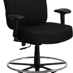 Wholesale HERCULES Series Big & Tall 400 lb. Rated Black Fabric Rectangular Back Ergonomic Draft Chair with Adjustable Arms