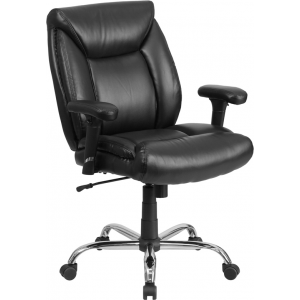 Wholesale HERCULES Series Big & Tall 400 lb. Rated Black Leather Deep Tufted Ergonomic Task Office Chair with Adjustable Arms