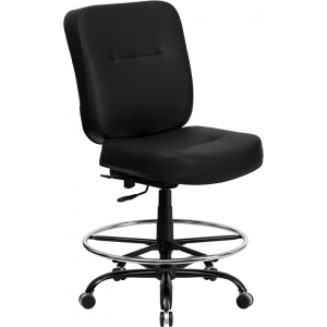 Wholesale HERCULES Series Big & Tall 400 lb. Rated Black Leather Ergonomic Drafting Chair