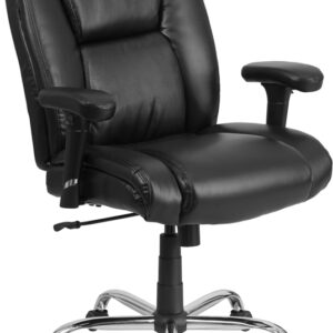 Wholesale HERCULES Series Big & Tall 400 lb. Rated Black Leather Ergonomic Task Office Chair with Chrome Base and Adjustable Arms