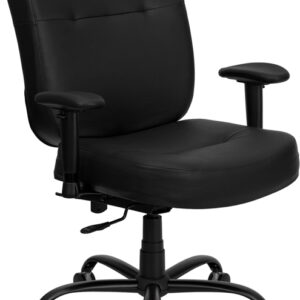 Wholesale HERCULES Series Big & Tall 400 lb. Rated Black Leather Executive Ergonomic Office Chair with Adjustable Arms