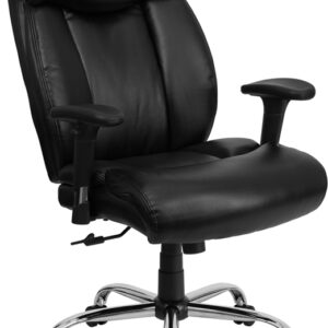 Wholesale HERCULES Series Big & Tall 400 lb. Rated Black Leather Executive Ergonomic Office Chair with Full Headrest & Arms
