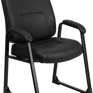 Wholesale HERCULES Series Big & Tall 400 lb. Rated Black Leather Executive Side Chair with Sled Base