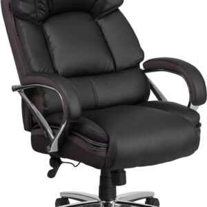 Wholesale HERCULES Series Big & Tall 500 lb. Rated Black Leather Executive Swivel Ergonomic Office Chair with Chrome Base and Arms