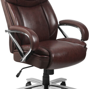 Wholesale HERCULES Series Big & Tall 500 lb. Rated Brown Leather Executive Swivel Ergonomic Office Chair with Extra Wide Seat