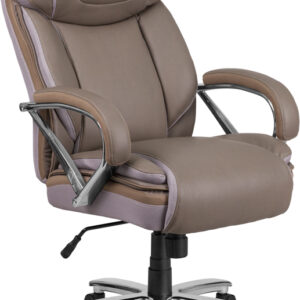 Wholesale HERCULES Series Big & Tall 500 lb. Rated Taupe Leather Executive Swivel Ergonomic Office Chair with Extra Wide Seat