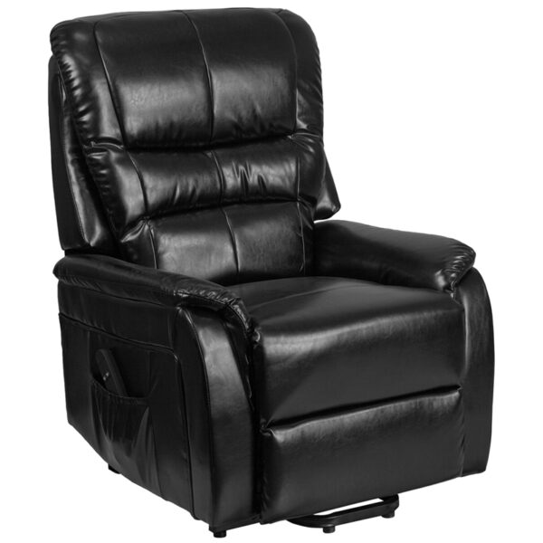 Lowest Price HERCULES Series Black Leather Remote Powered Lift Recliner