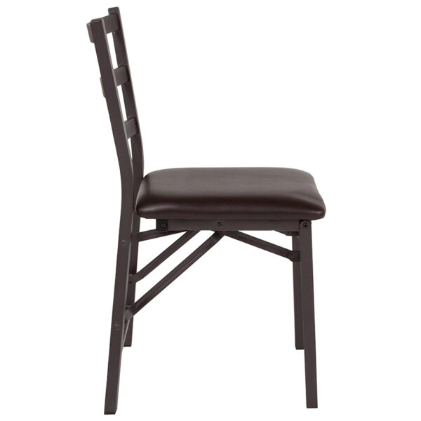 Metal Dining Chair Brown Ladderback Folding Chair