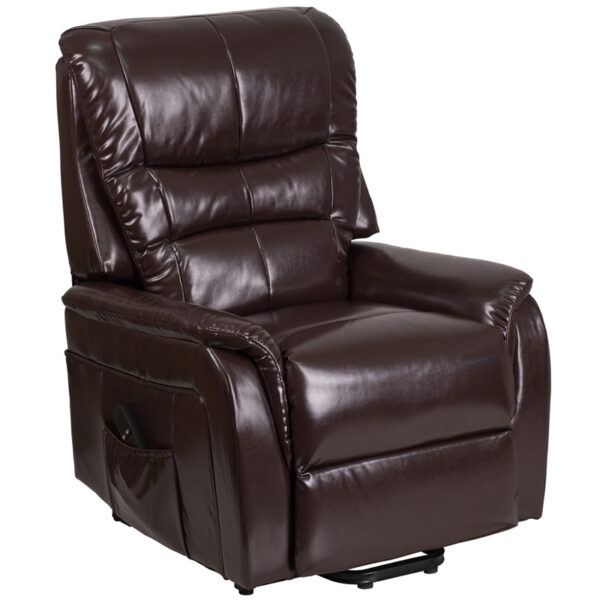 Lowest Price HERCULES Series Brown Leather Remote Powered Lift Recliner
