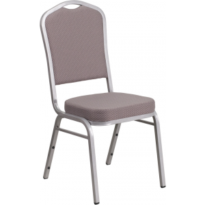 Wholesale HERCULES Series Crown Back Stacking Banquet Chair in Gray Dot Fabric - Silver Frame