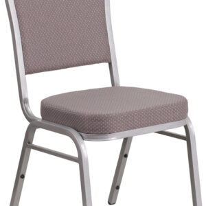 Wholesale HERCULES Series Crown Back Stacking Banquet Chair in Gray Dot Fabric - Silver Frame