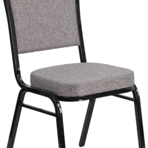 Wholesale HERCULES Series Crown Back Stacking Banquet Chair in Gray Fabric - Black Frame