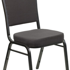 Wholesale HERCULES Series Crown Back Stacking Banquet Chair in Gray Fabric - Silver Vein Frame