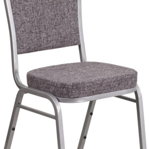 Wholesale HERCULES Series Crown Back Stacking Banquet Chair in Herringbone Fabric - Silver Frame