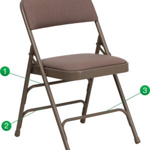 Wholesale HERCULES Series Curved Triple Braced & Double Hinged Beige Fabric Metal Folding Chair