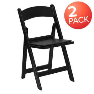 Wholesale HERCULES Series Folding Chairs with Padded Seats | Set of 2 Black Resin Folding Chair with Vinyl Padded Seat