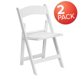 Wholesale HERCULES Series Folding Chairs with Padded Seats | Set of 2 White Resin Folding Chair with Vinyl Padded Seat