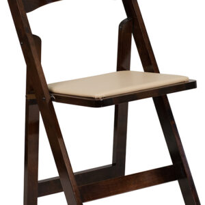 Wholesale HERCULES Series Fruitwood Wood Folding Chair with Vinyl Padded Seat