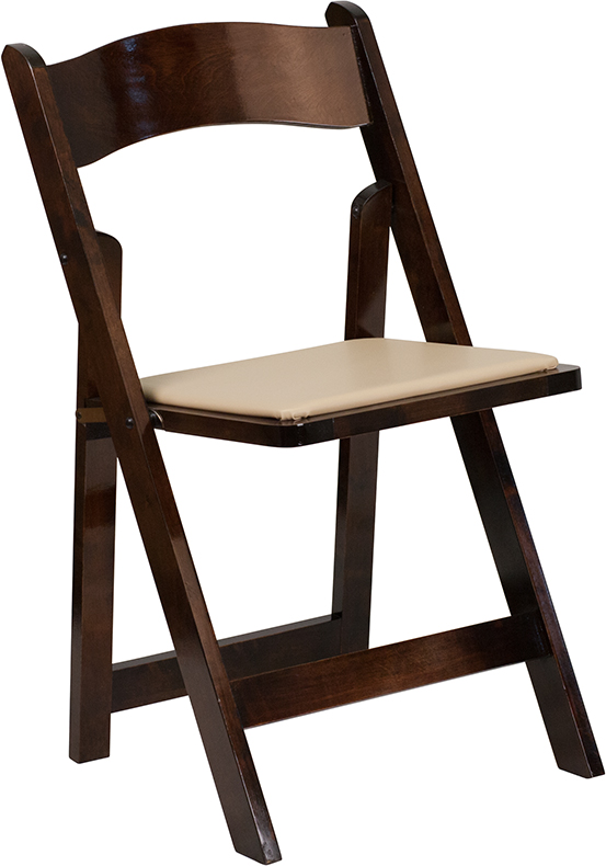 Wholesale HERCULES Series Fruitwood Wood Folding Chair with Vinyl Padded Seat