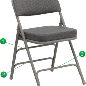 Wholesale HERCULES Series Premium Curved Triple Braced & Double Hinged Gray Fabric Metal Folding Chair