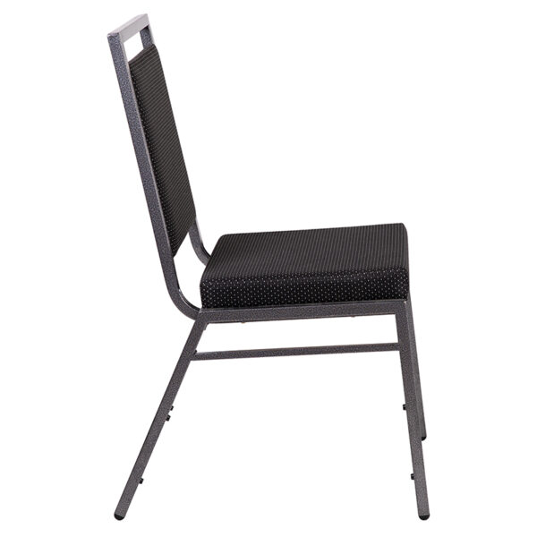 Multipurpose Banquet Chair with Square Back Design Black Dot Fabric Banquet Chair