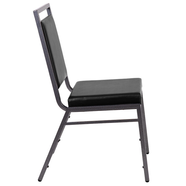 Multipurpose Banquet Chair with Square Back Design Black Vinyl Banquet Chair