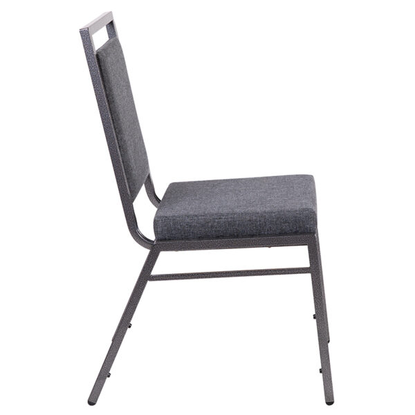 Multipurpose Banquet Chair with Square Back Design Dark Gray Fabric Banquet Chair